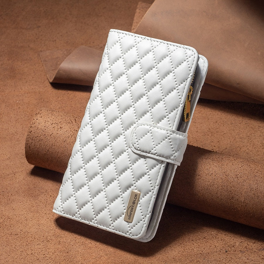 Side view of slim TPU leather wallet case for iPhone