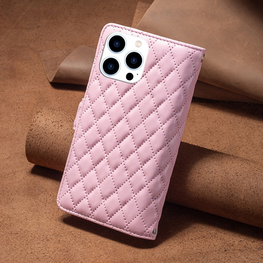 Side view of slim TPU leather wallet case for iPhone
