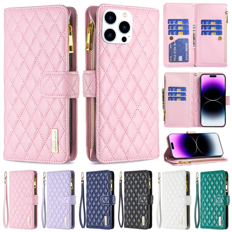Back view of TPU leather wallet case for iPhone 14