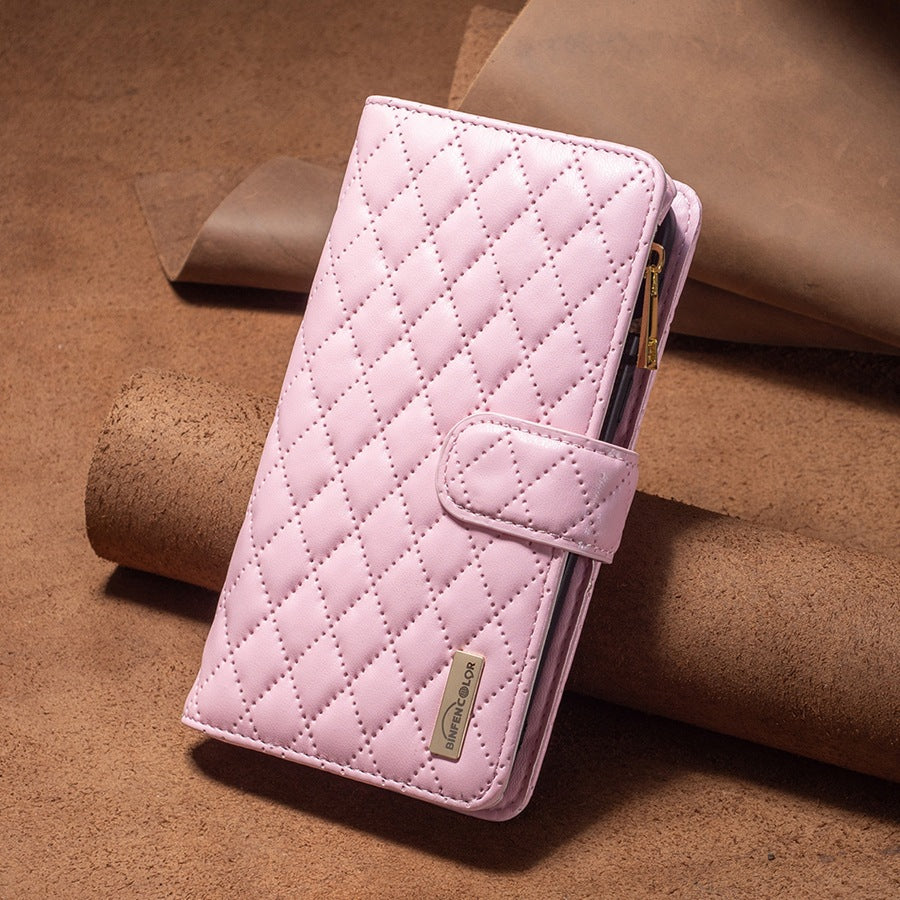Open TPU leather case showing card slots for iPhone 13