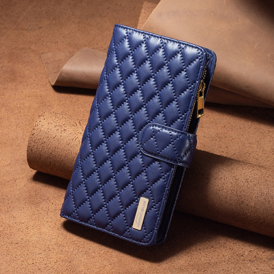 Close-up of card slot in TPU leather iPhone case