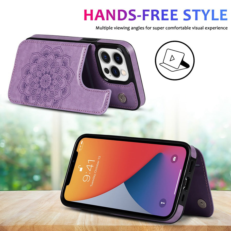 Stylish Magnetic Wallet Case for iPhone 15 in Purple