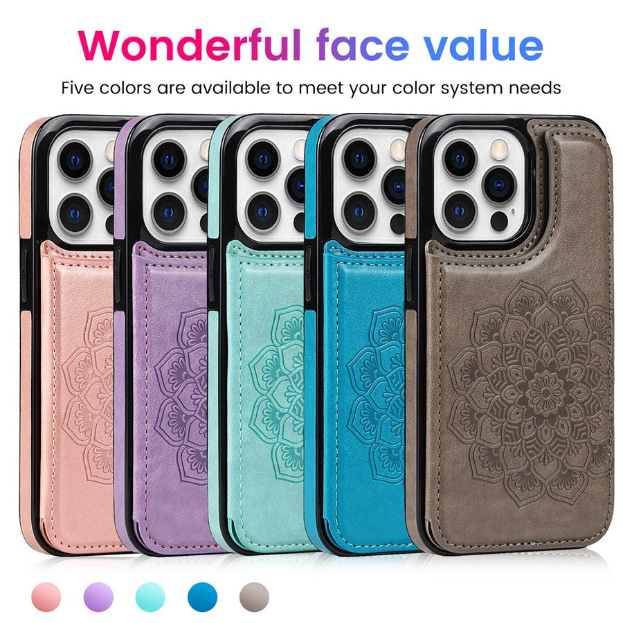 Stylish Magnetic Wallet Case for iPhone 14 in Rose Gold