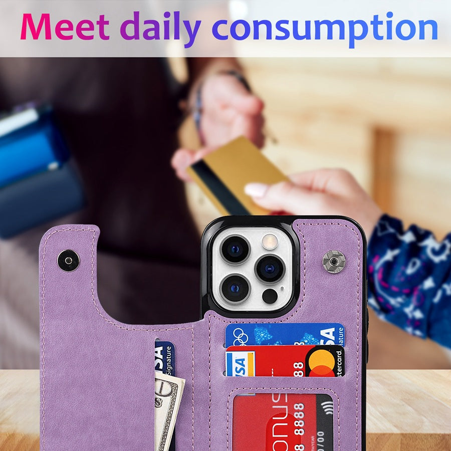 Stylish Magnetic Wallet Case for iPhone 13 in Blue