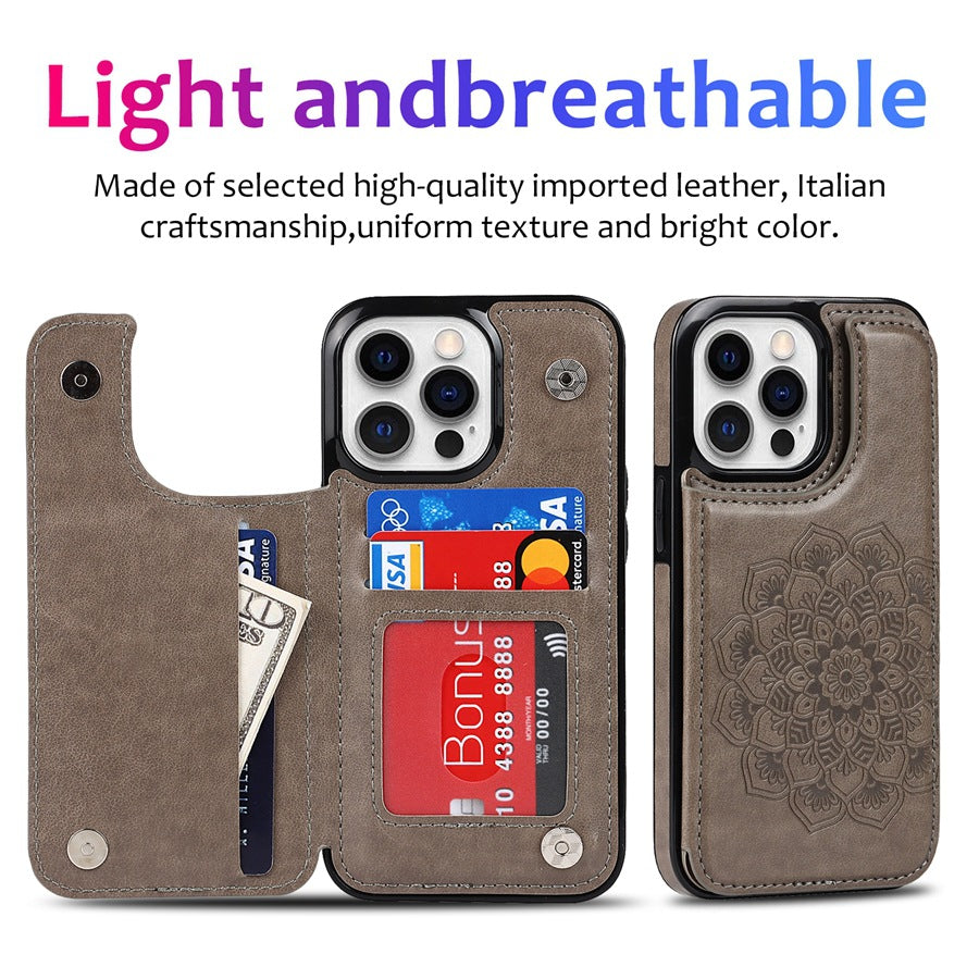 Stylish Magnetic Wallet Case for iPhone 14 in Gray