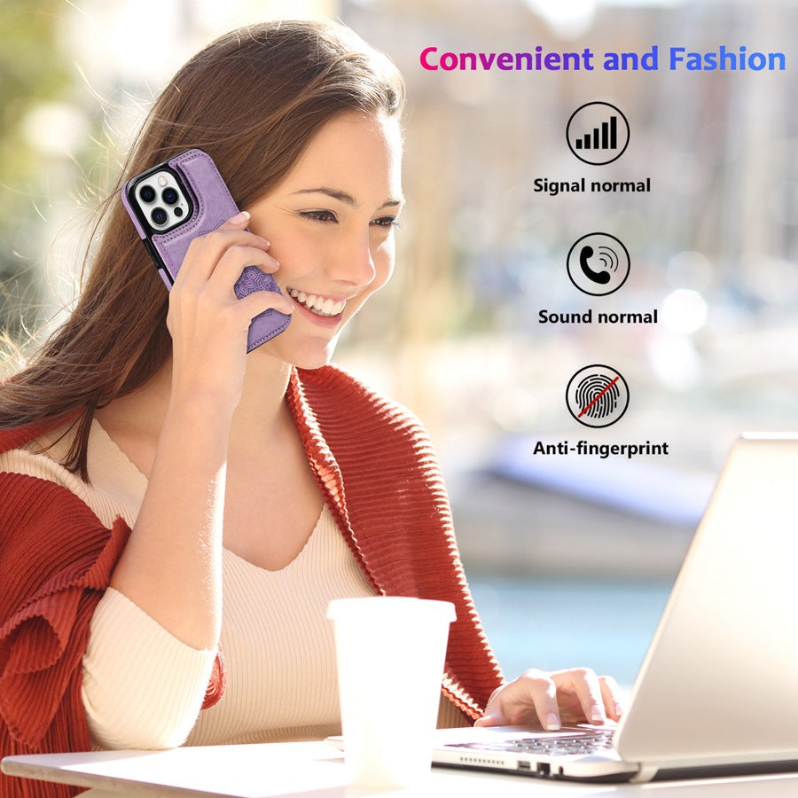 Stylish Magnetic Wallet Case for iPhone 13 in Blue