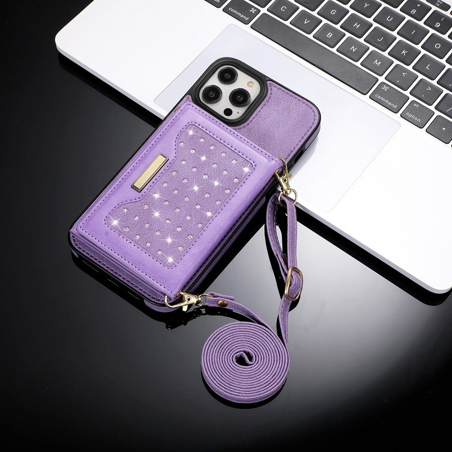 Burgundy iPhone wallet case with kickstand