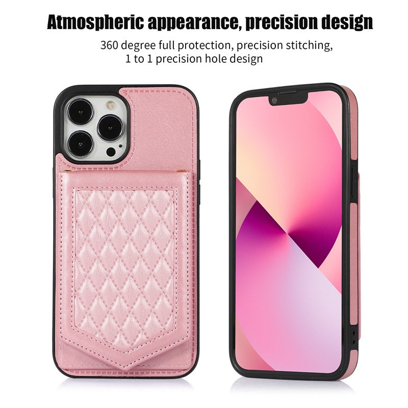 Stylish TPU Wallet Case for iPhone 15 Rose Gold