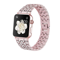 Gold metal Apple Watch band with diamond crystals