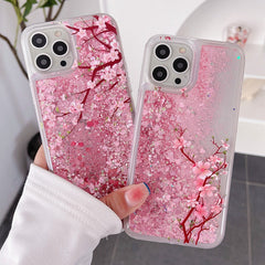 model holding the Elegant Pink Blossom Phone Case