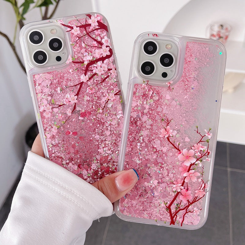 model holding the Elegant Pink Blossom Phone Case