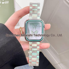 Stylish transparent resin watch band in Glacier Clear
