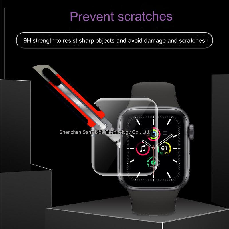 Front view of Apple Watch SE with protective film