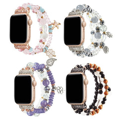 Stylish black metal Apple Watch band with pearls