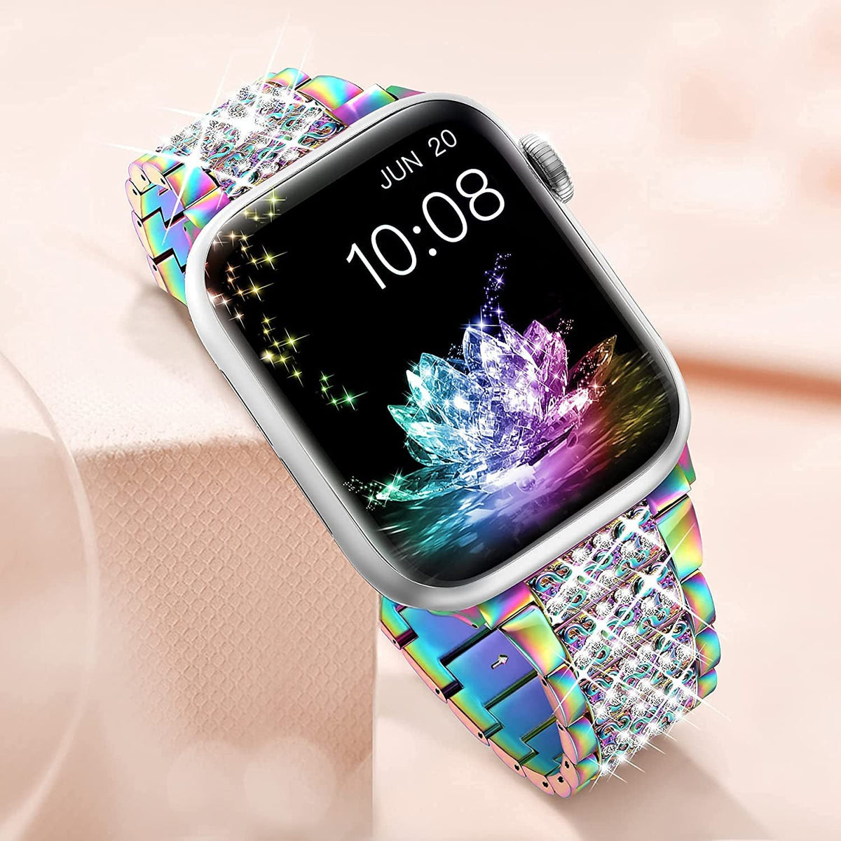 Metal Apple Watch band in rose gold