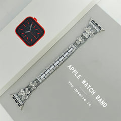 Close up view of rhinestone embellishments on Apple Watch Band