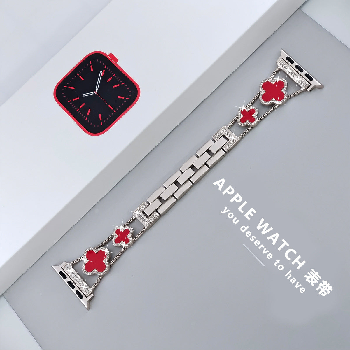 Rose Gold Four-Leaf Clover Apple Watch band image 5