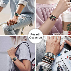 Stylish stainless steel Apple Watch band with rhinestones