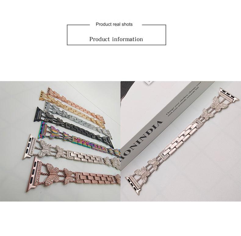 Luxury metal watch band showcased