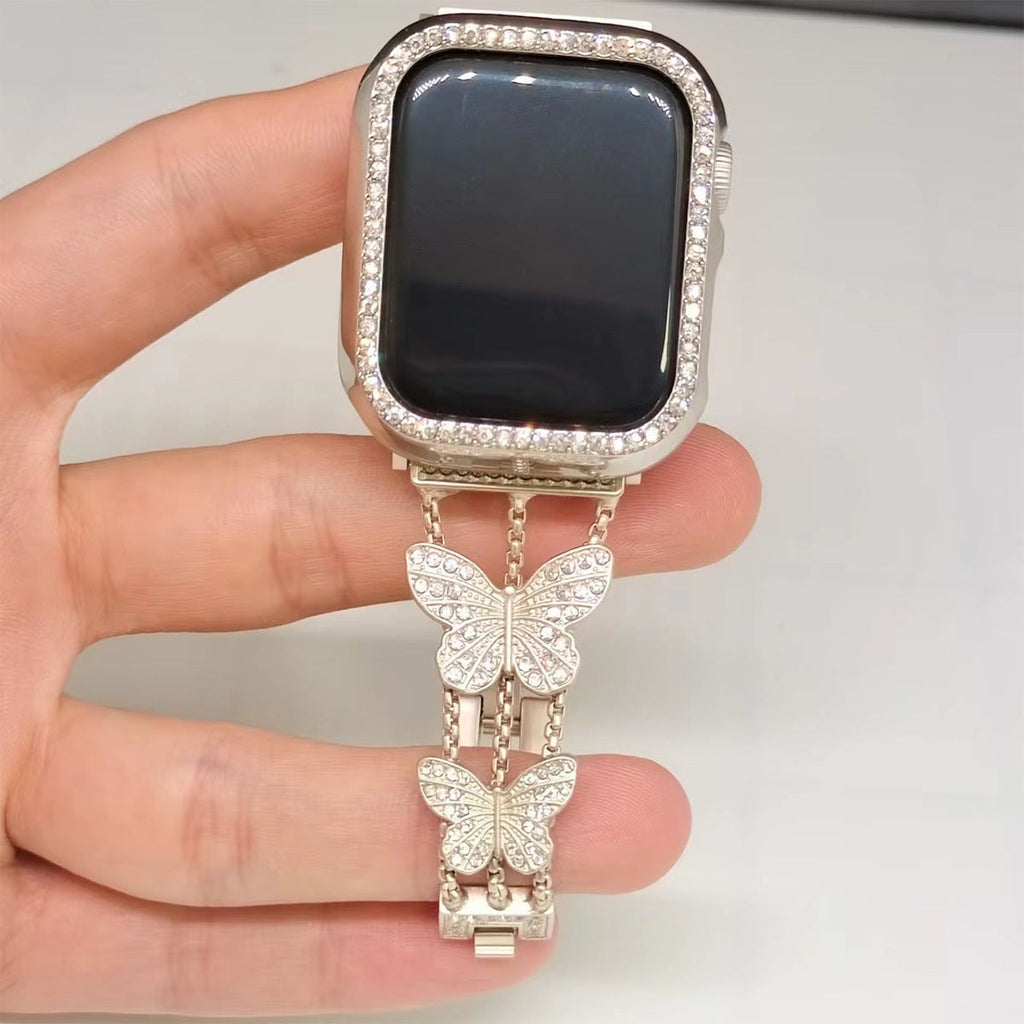 Rhinestone-embellished Apple Watch band on display