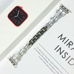Gold rhinestone watch band shown on wrist