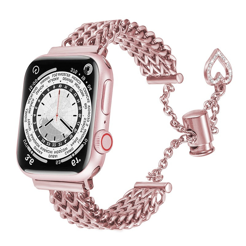 Stylish stainless steel heart woven chain bracelet image 4