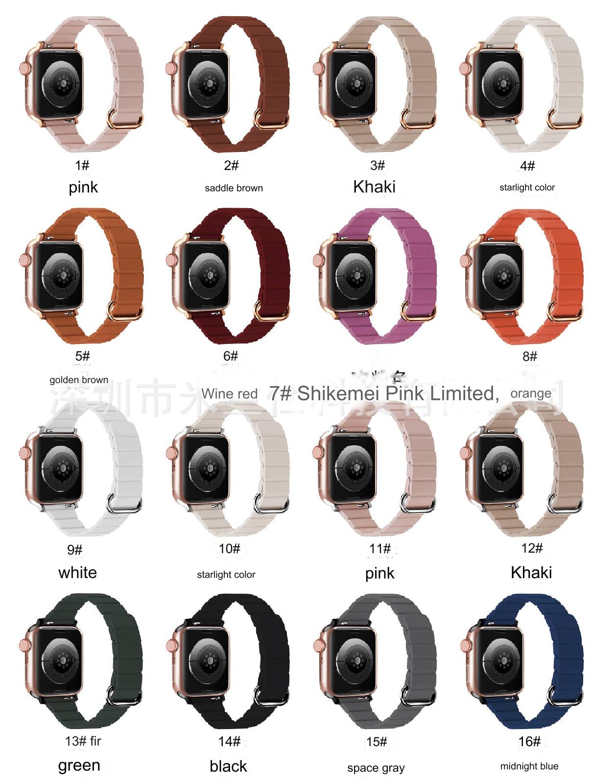 Elegant leather wristband in Rose Gold for Apple Watch