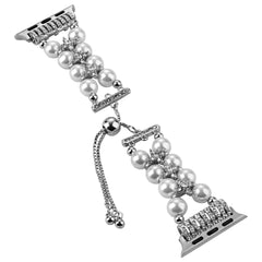 Fashionable Pearl Chain Metal Strap on Apple Watch - Image 5