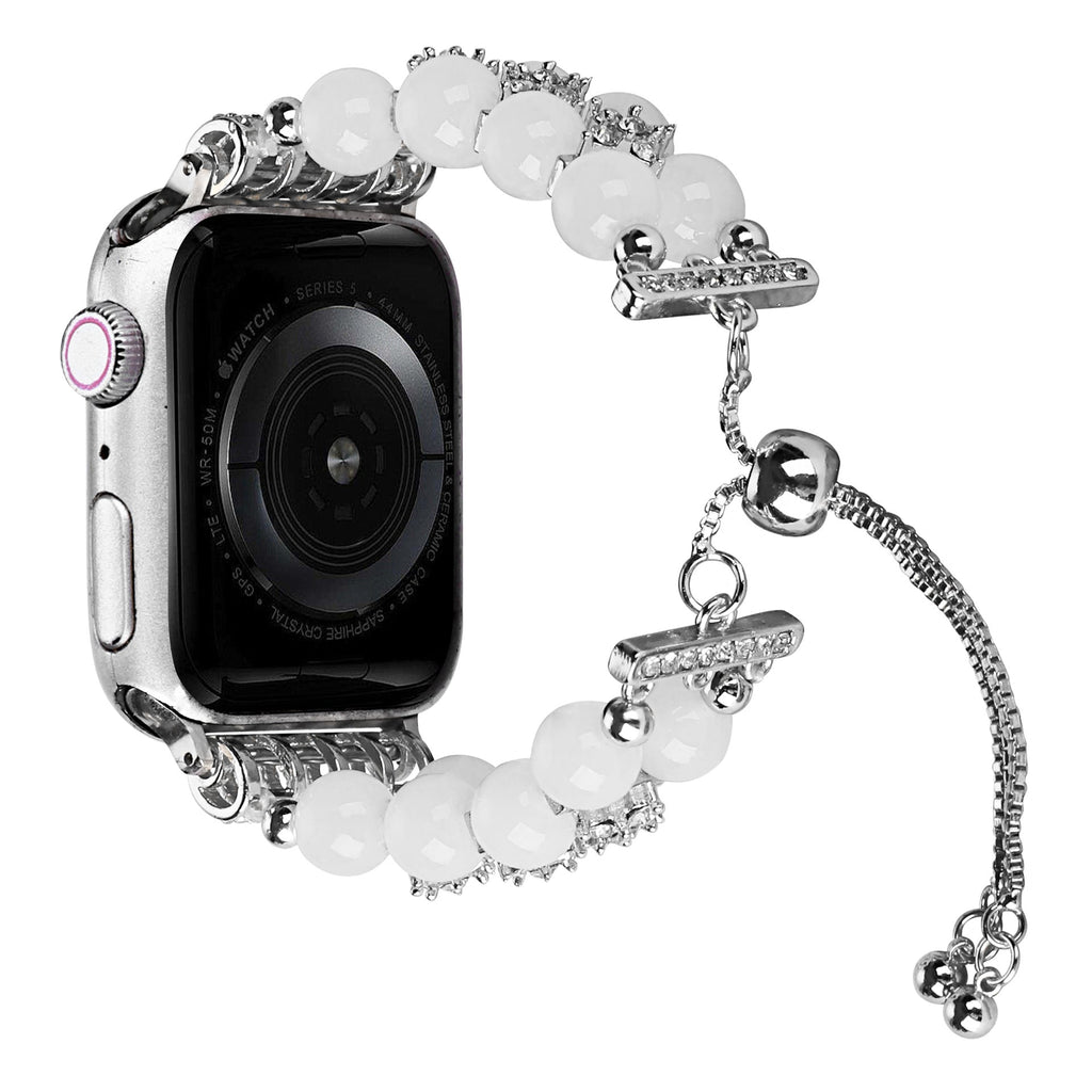 Adjustable Pearl Chain Metal Strap for Apple Watch - Image 4