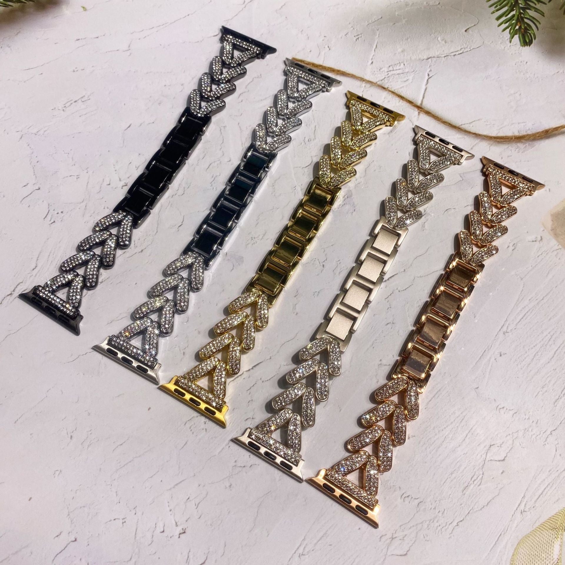 Metal band featuring a secure buckle clasp