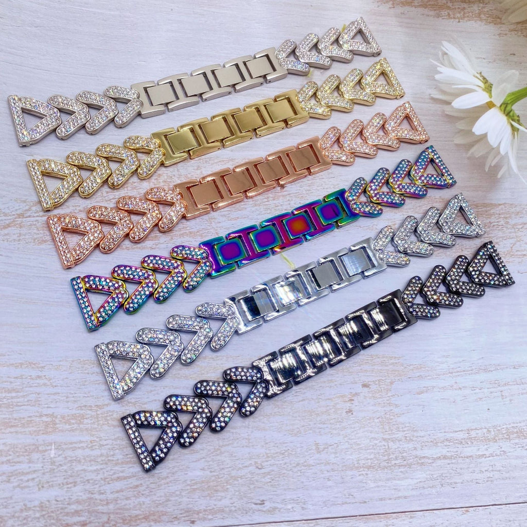 Rose gold Apple Watch band with diamonds