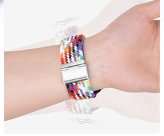 Comfortable nylon woven strap shown with adjustable buckle