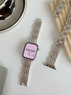 Various sizes of Starlight Metal Apple Watch Band