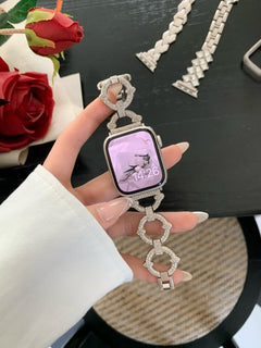 Stylish Starlight Colour Apple Watch Band on wrist