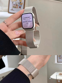 Various sizes of Starlight Metal Apple Watch Band