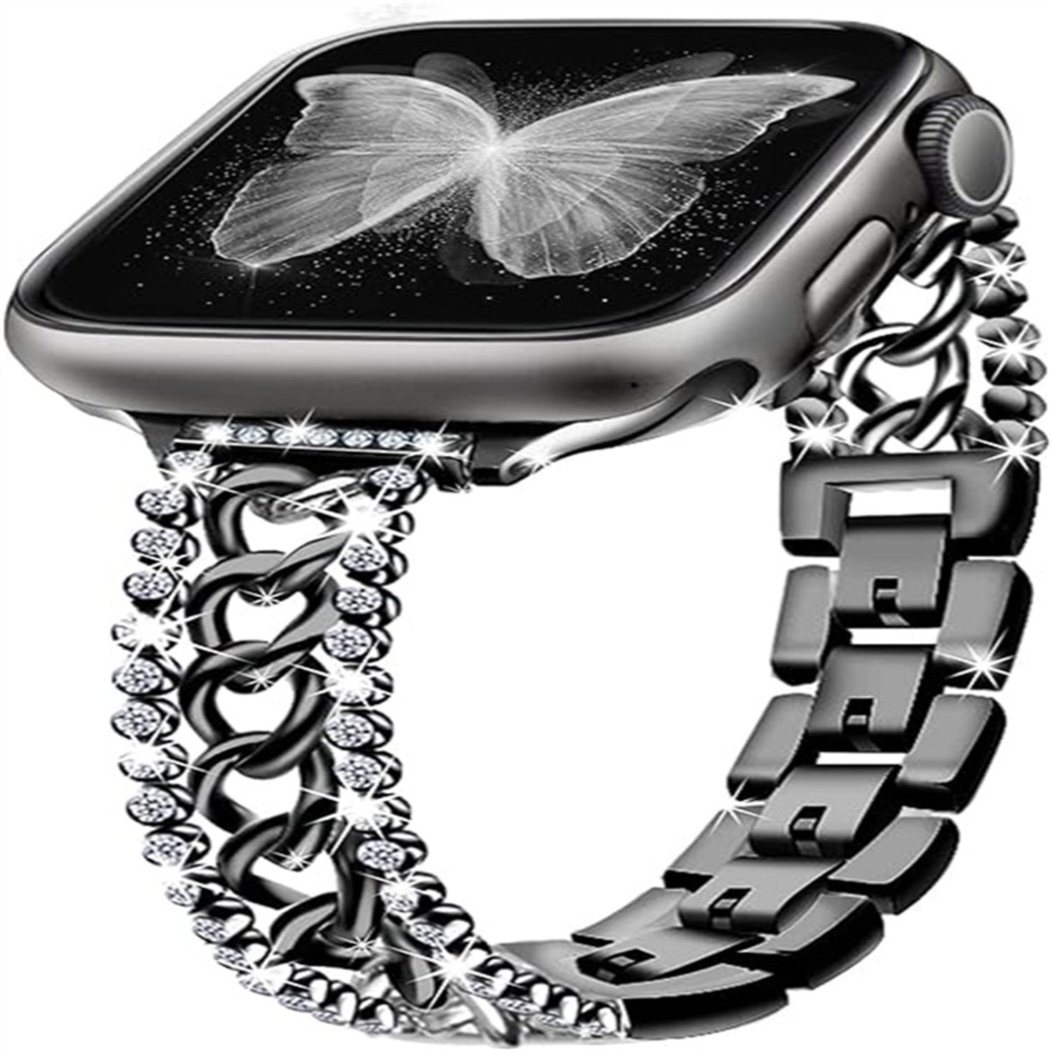 Sizes available for Stylish Diamond Denim Chain Apple Watch Band