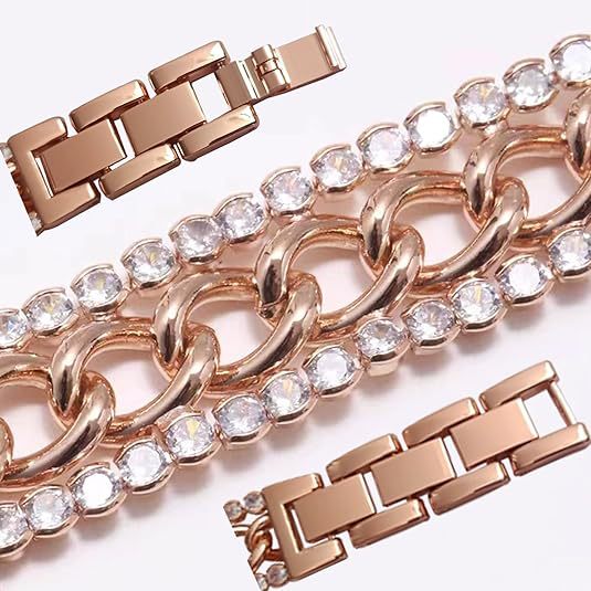 Stylish Diamond Denim Chain Apple Watch Band side view