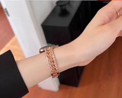 Stylish Diamond Denim Chain Apple Watch Band in starlight