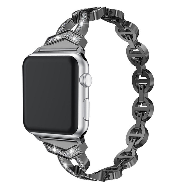 Close-up of Luxurious Rhinestone Apple Watch Band