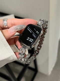 Stylish Metal Starlight Apple Watch Band with clasp detail