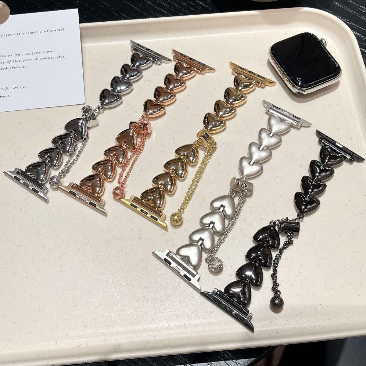 Silver heart link bracelet for Apple Watch