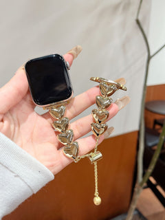 Gold heart link bracelet for Apple Watch