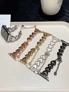 Metal heart link bracelet showcasing different colours