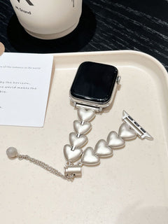 Black metal heart link bracelet for Apple Watch