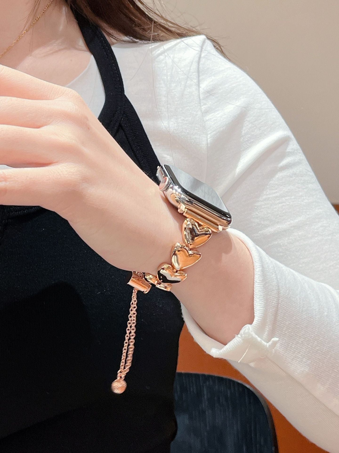 Stylish bracelet displayed with Apple Watch