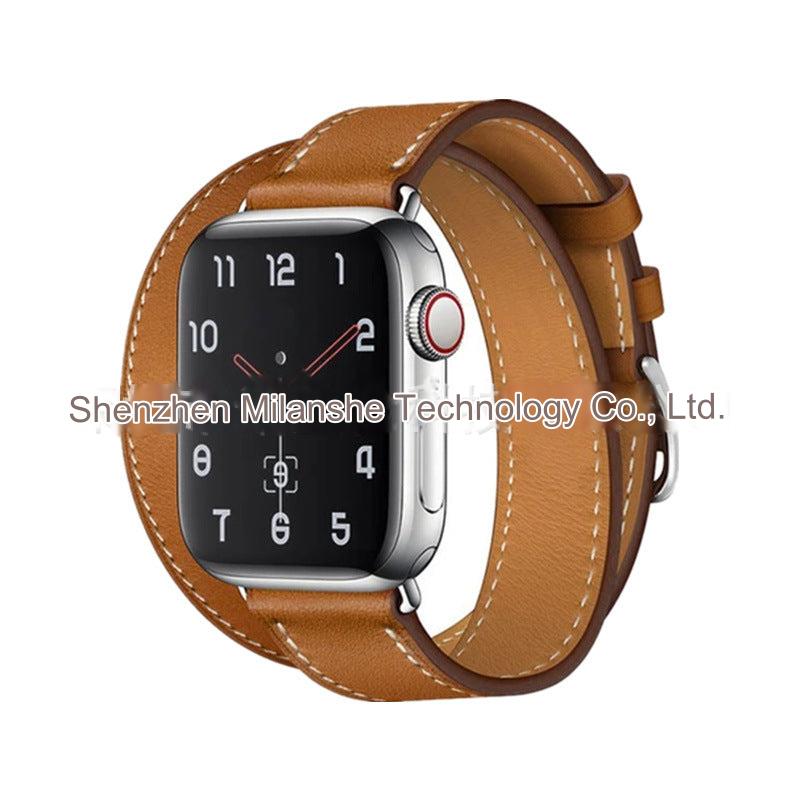 Elegant red genuine leather Apple Watch band