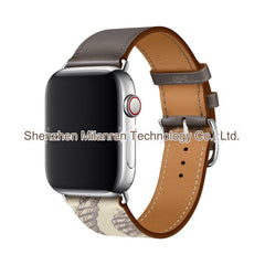 Elegant red genuine leather Apple Watch band