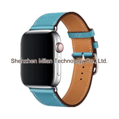 Stylish black leather watch strap compatible with Apple Watch