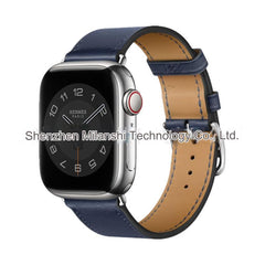 Elegant red genuine leather Apple Watch band