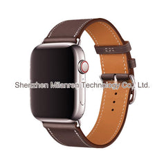 Elegant red genuine leather Apple Watch band